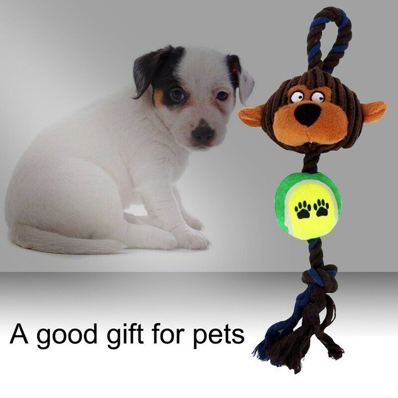 Cotton Ropes Tennis Ball Plush Dog Toys Pet Playing Monkey Interactive Chew
