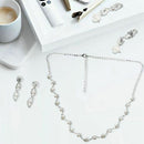 Necklace and earrings of rhinestone and pearls Artificial wedding jewelry Q4Z3
