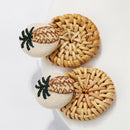 Handmade Pineapple Drop Earrings For Women Wooden Straw Weave Rattan EarringQ9N5