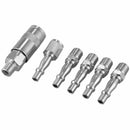6pcs Air Line Hose Compressor Fitting Connector Quick Release Set Male 1/4