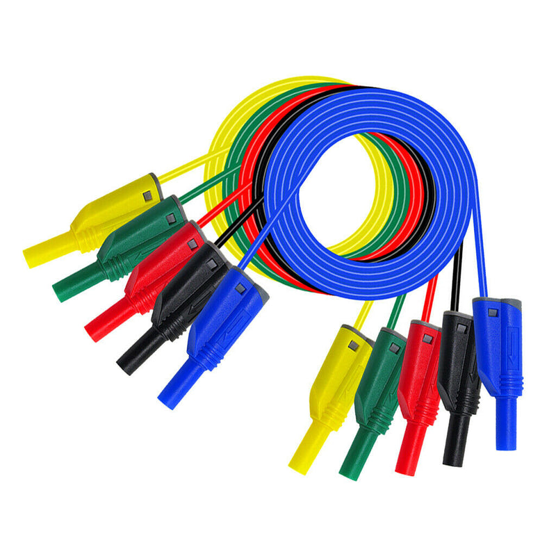 Pack of 5Pcs 4mm Stackable Banana Plug Wire Silicone Test Cable Lead for