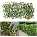 Expandable Garden Screening Trellis Wooden Fence with Artificial Ivy Leaves