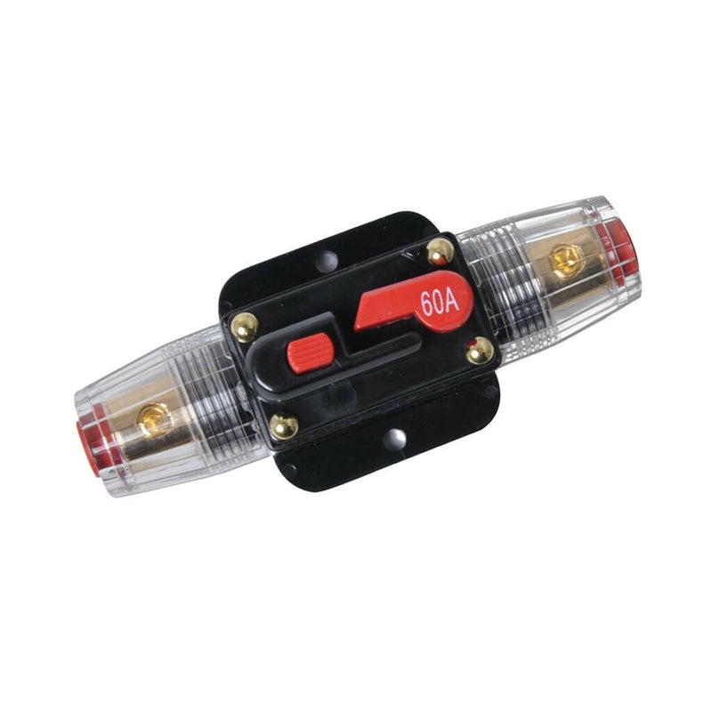 60A InLine DC Circuit Breaker Manual Reset Stereo/Audio Car/RV Fuse Holder