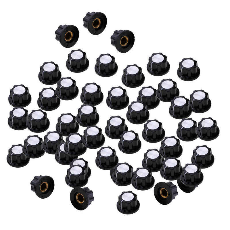50 Pieces Insert Shaft Plastic Potentiometer Rotary Knob Pots Rotary Cap