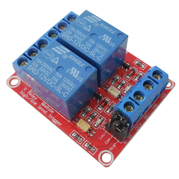 12V 2-Channel Relay Module Optocoupler H/L Level Triger for Arduino Raspber