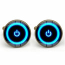 Fashion Men's Cufflinks Power Button Gem Shirt Cufflinks Cuff Links Mens DreE4P7