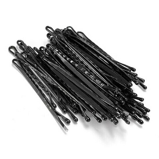 60 Pcs Metal Hair Clips Waved Bobby Salon Pins Grip Hairpins Barrette Black