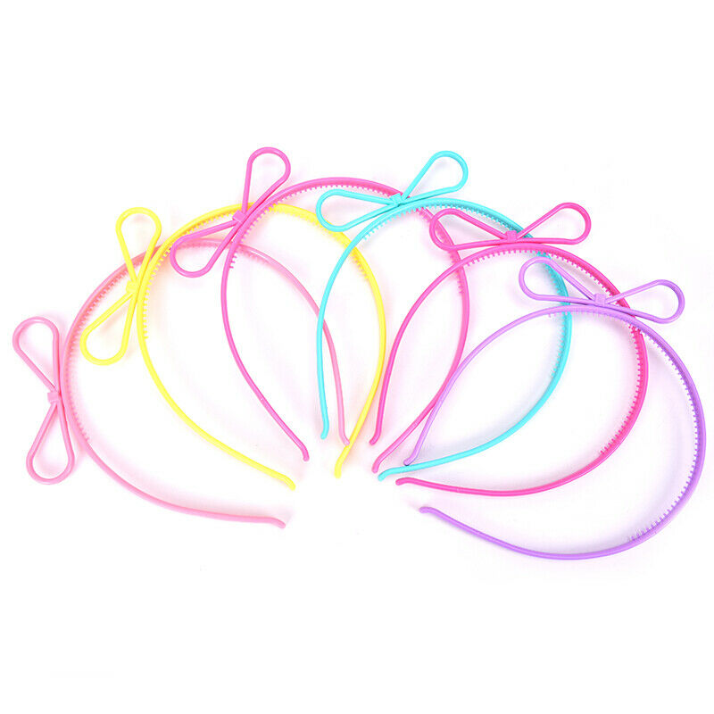 6x Child Stretchy Plastic Headband Candy Color BowknotTiara Hair Hoop Pa g Nw