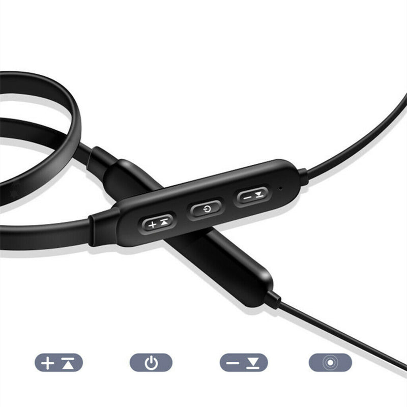 Sports Bluetooth Earphone Magnetic Earpiece Wireless Neck-hook Headset black