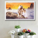 Beauty Tiger Round Diamond Painting 5D Full Drill Cross Stitch Art Drawing