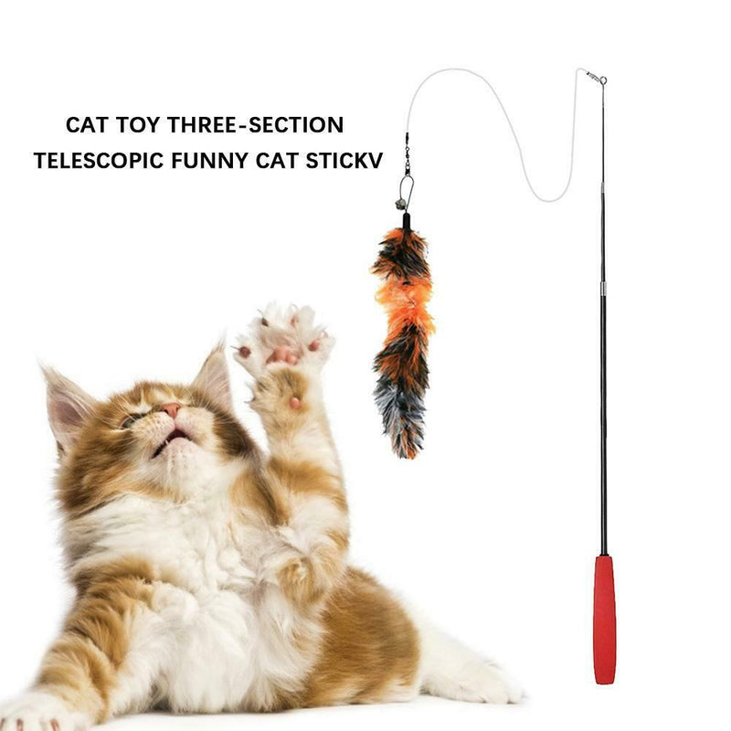 9pcs/set Pet Cat Three-Section Telescopic Cat Stick with Replacement Heads