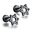 3 Pairs Star of David Earring Women Stainless Steel Cool Punk Ear Studs Hot