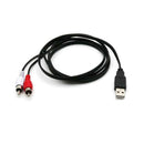 Type-A USB2.0 to 2-Male RCA Adapter Audio Stereo Cable Splitter - 1.5m