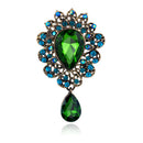 Elegant Wedding Blue Green Crystal Rhinestone Teardrop Brooch Pin Broach Jewelry