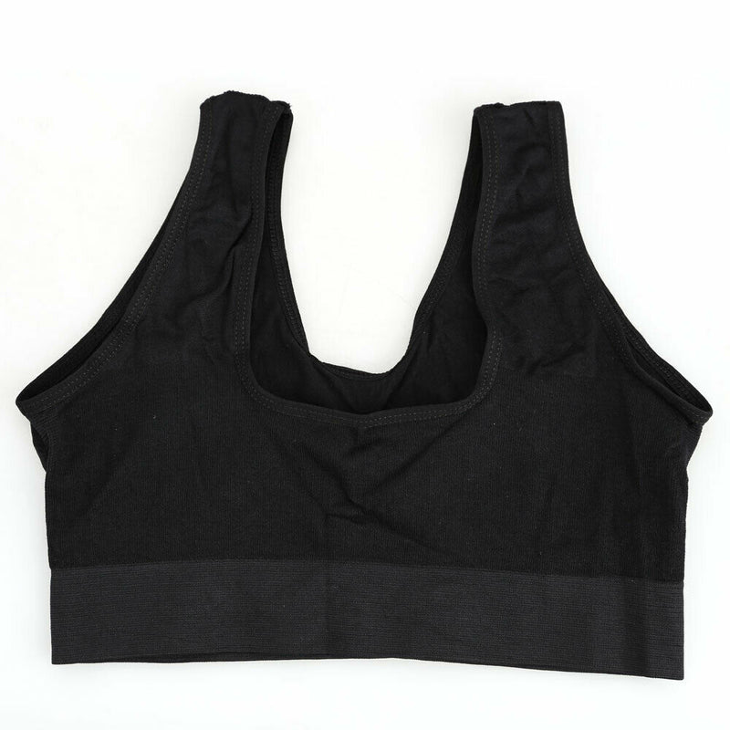 Women Seamless Single Layer Sports Bra Yoga Exercise Shapewear Black Size M A