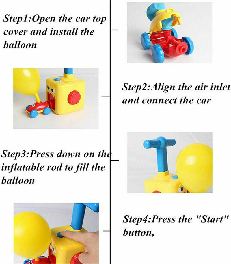 Fun Inertia Balloon Powered Car Toys Aerodynamics Inertial Kids Power 2020 F6Q3