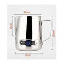 2cps 600ML Stainless Steel Coffee Milk Frothing Jug Garland Cup with Thermometer