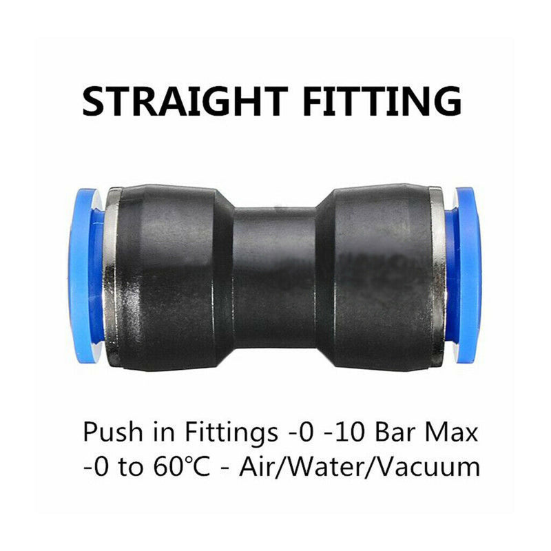 10 Pieces Equal Straight Push in Pneumatic Fitting Connector 6mm + 8mm