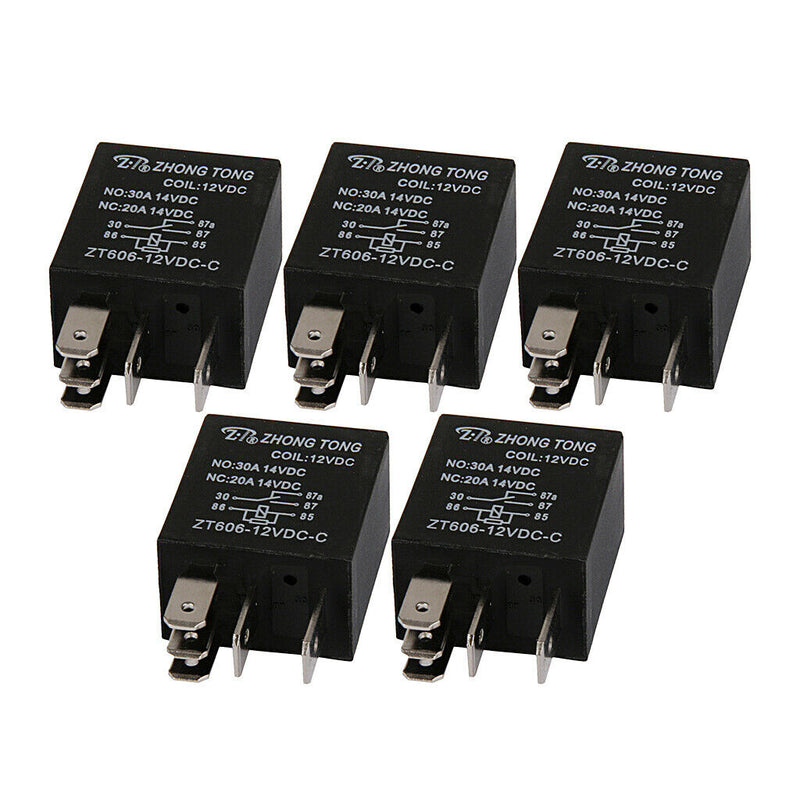 5 Pieces Universal 5 Pin Replacement 20A/30A Relay Relays for Horn Headlight