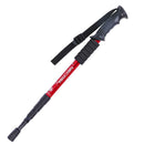 Trekking Pole 4 Sections Aluminum Telescopic Hiking Walking Cane (Red) A