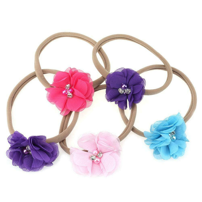 10pcs/set Baby Headwear Hair Bands Children Elastic Hand Sewing Flower Belt