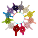 12pcs Elastic Baby Girls Flower Bead Dot Printed Headbands Hair Accessories