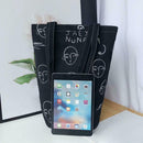 2pcs/set Canvas Pen Bag Print Shoulder Bucket Bags Women Black Clutch Handbag