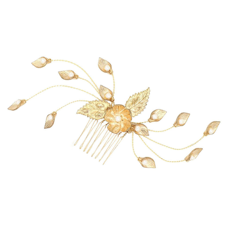 Bridal Leave Pearls Hair Comb Clip Wedding Headpiece Party Prom Hair Jewelry