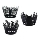 36pcs Black Halloween Hollow Cake Paper Cup Liners Baking Cupcake Wrappers Cases