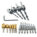 7PCS Door Self-Centering Hinge Drill Bit + 6pcs Hex Shank 90 Degree 5 Flute K6R7