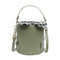 Plaid Bowknot Shoulder Handbags Leather Women Crossbody Bucket Bags (Green) A