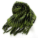Unisex Scarf Cotton Lightweight Plaid Tassel Arab Desert Shemagh, Green N6M2
