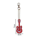 5PCS Guitar DIY Full Diamond Diamond Painting Keychain Key Ring Key Chain  MFE
