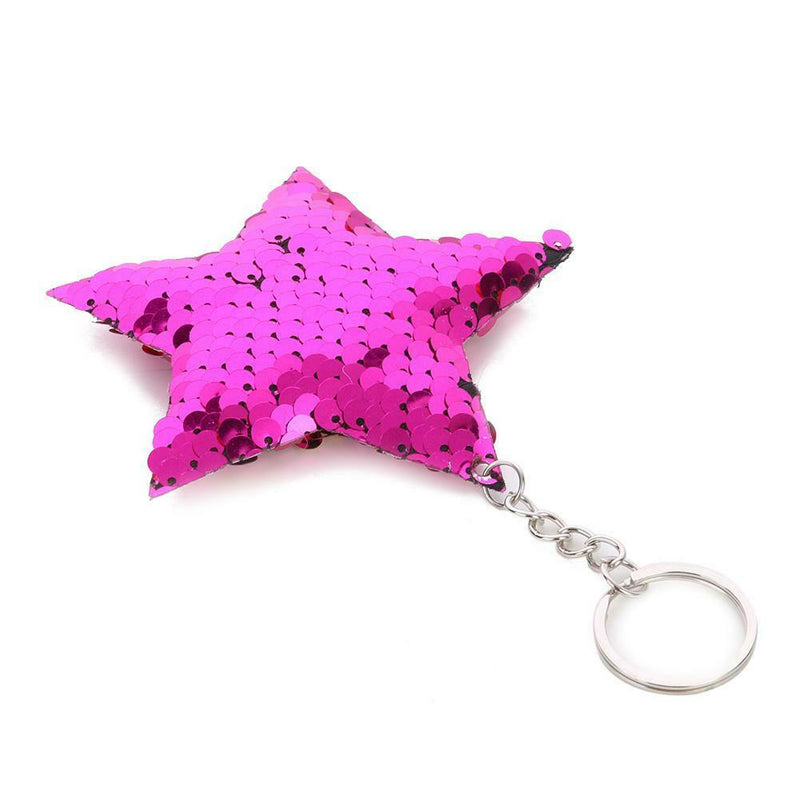 Colorful Sequins Keychain Star Shining Girl Backpack Jewelry Gifts (Purple) A