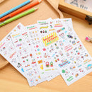 6 Sheets Cartoon Stickers DIY Calendar Diary Book Scrapbook Crafts Set