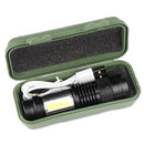 USB Rechargeable XPE+COB LED Flashlight Zoomable Waterproof Outdoor Torch