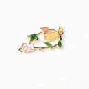 4 Piece Alloy Enamel Flower Leaves Branch Bird Connector Necklace Pendant Beads