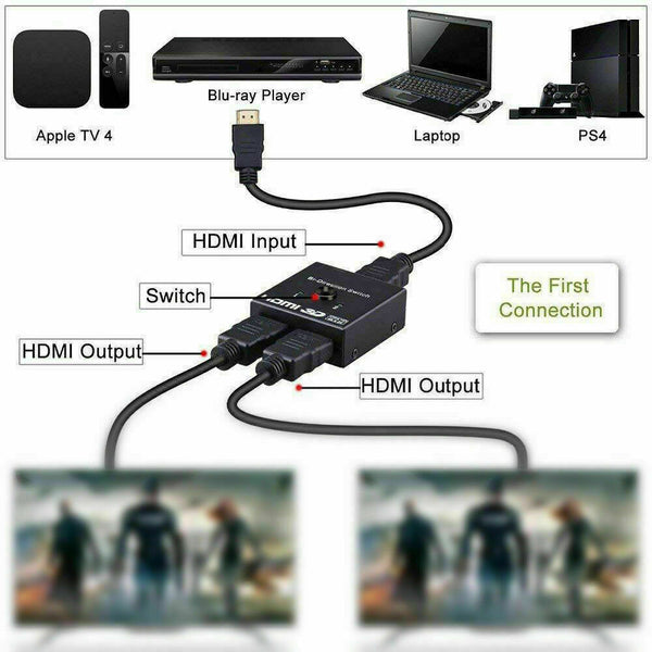 HDMI Splitter BI-Directional Switch 1 In 2 Out / 2 Input 1 Output for TV-Monitor