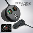 Car Cigarette Lighter 2 Way Dual USB Socket Charger Splitter Power Phone Adapter