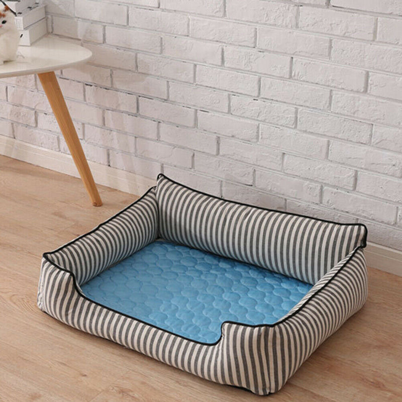 Summer Pet Cooling Ice Mat Cat Dog Sleeping Blanket Cushion (Sky Blue L) A