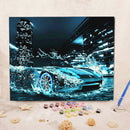 Hand-painted Blue Passion Car DIY Oil Painting by Numbers Canvas Home Dec PRB
