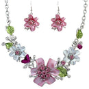 New Fashion Flowers Necklace Earrings Diamond Elegant Women Jewellery Set o K2B5