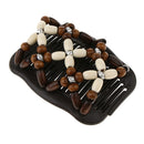 2 Pack Elastic Double Clips Hair Comb  Wooden Beads Stretching