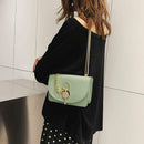 Fashion Women Messenger Bag Leather Pure Color Chain Shoulder Bag (Green) A