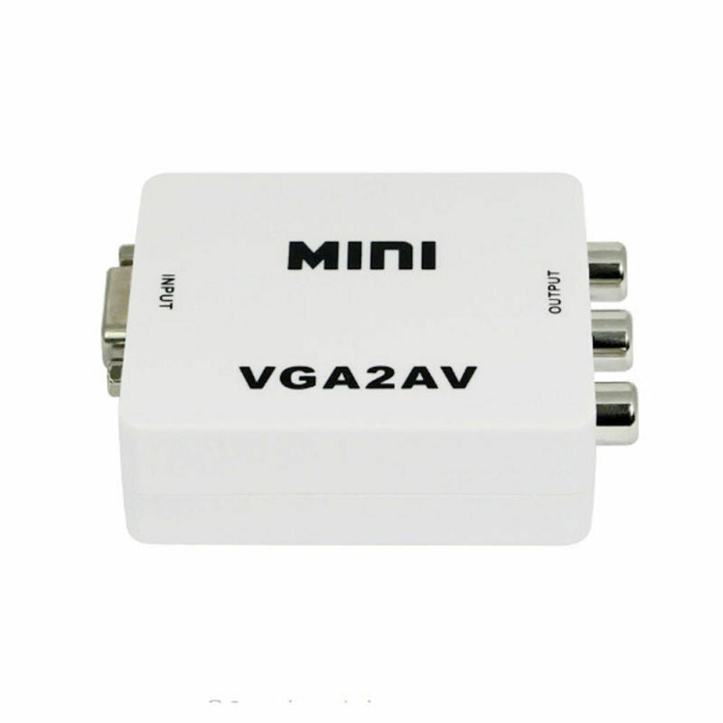 VGA to AV RCA Composite Converter Adapter Box with Audio PC to TV White bvg RGV