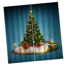 Christmas Curtains, Happy New Year Christmas Tree and Lights Print, Living Room