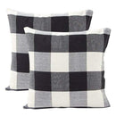Black White Retro Checkers Plaids Cotton Linen Square Throw Pillow Cover De G9C7