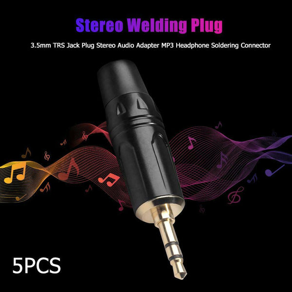 3.5mm Jack Plug Stereo Audio Adapter Headphone Soldering Connector (5pcs) A#S