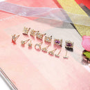 7 Pairs Love Heart Star Earrings Moon Rhinestone Ear Studs for Women Jewelry