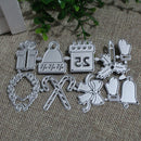 Christmas Cutting Dies Stick Candle Gift Box Bells Gloves Metal Scrapbookin lj